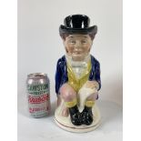 Staffordshire Toby Jug John Bull circa 1900s with top hat lid