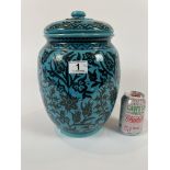 Large tourquise and black asthetic jar with lid