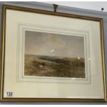 A framed watercolour by Edmond Morison Wimperis, dated 1879 depicting cattle in a pasture