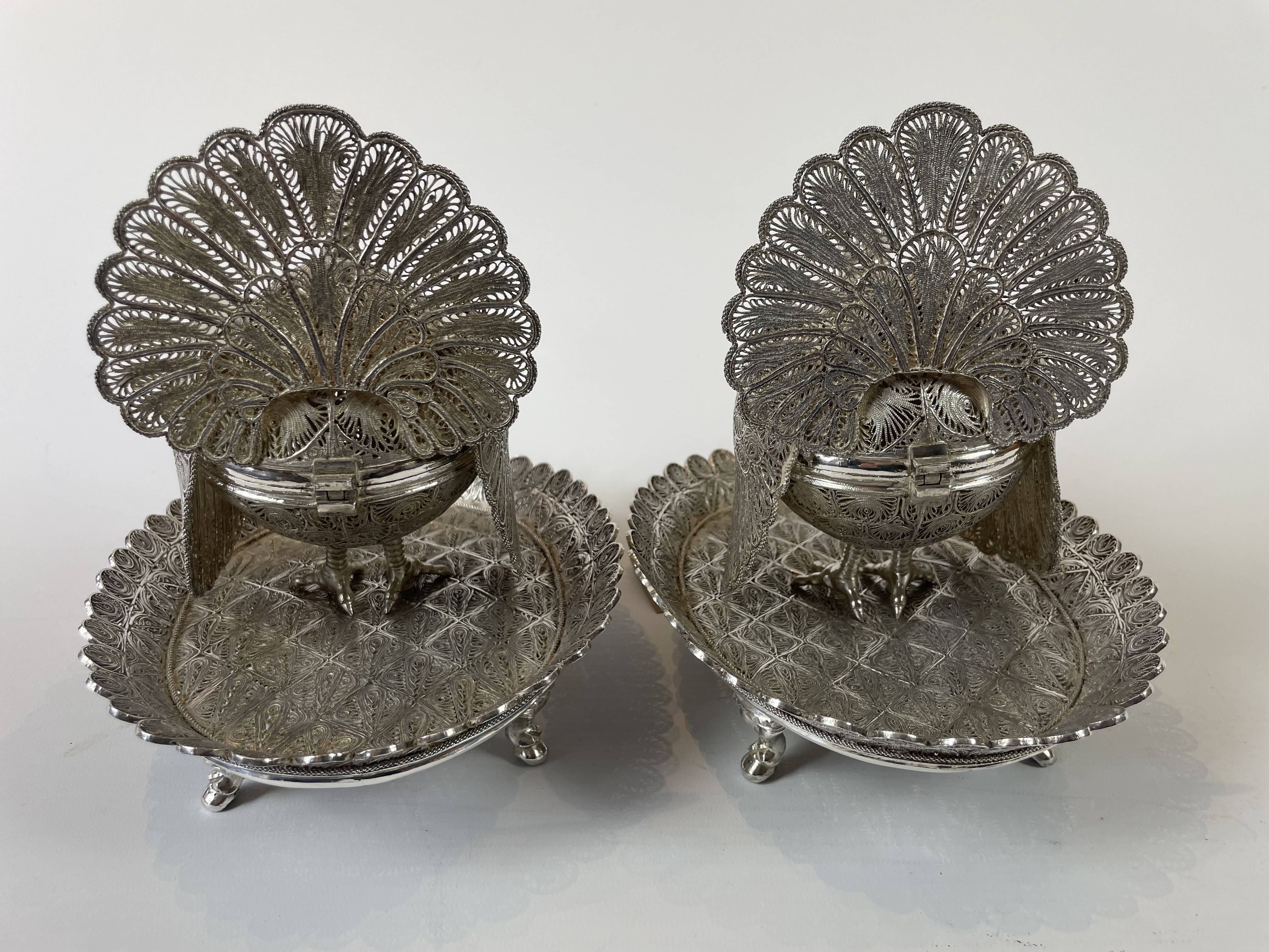 A Pair Of Silver Filigree Peruvian incense burners, circa 1820 - Image 3 of 4