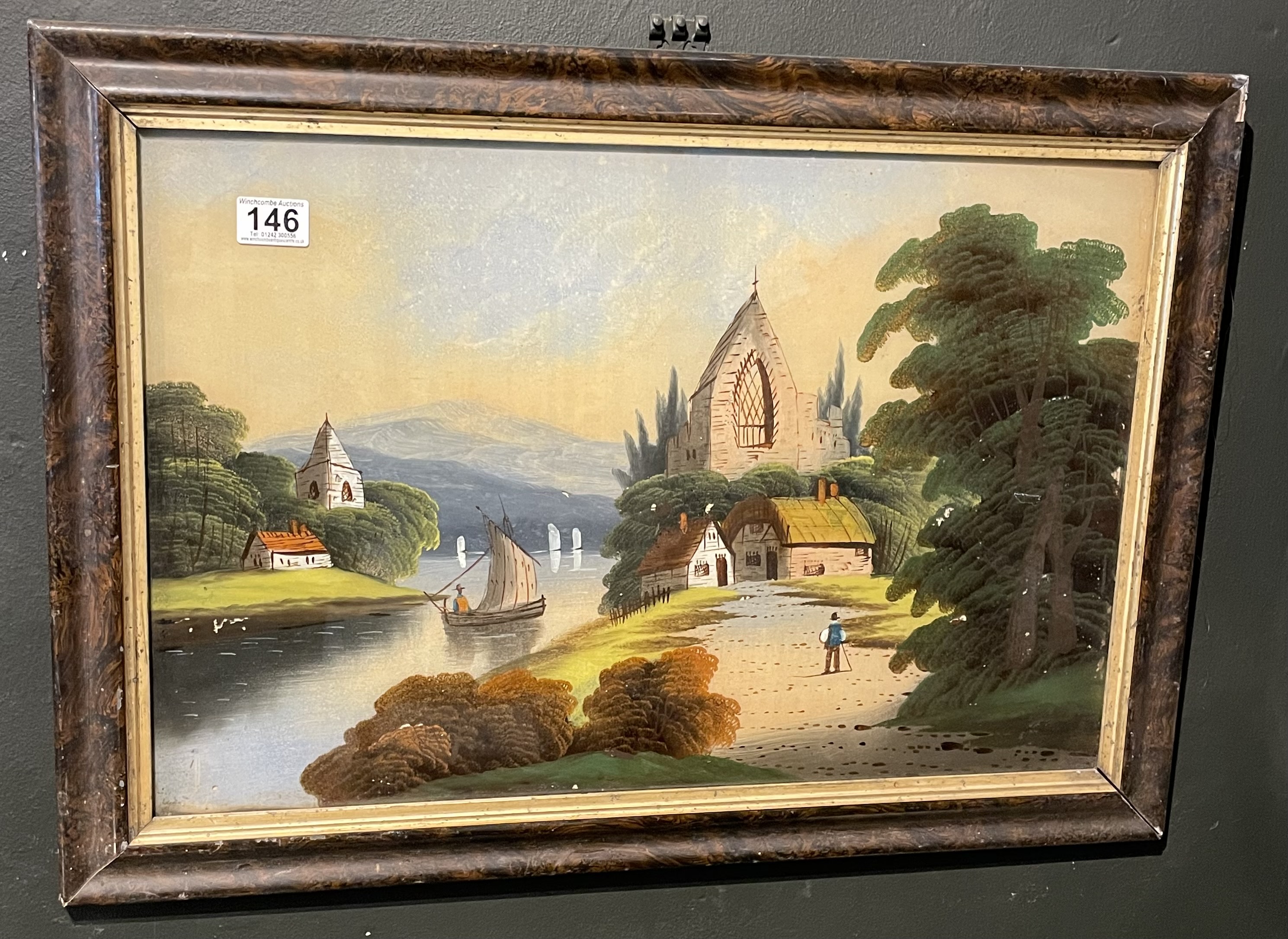 A Victorian Reverse Painted Picture On Glass