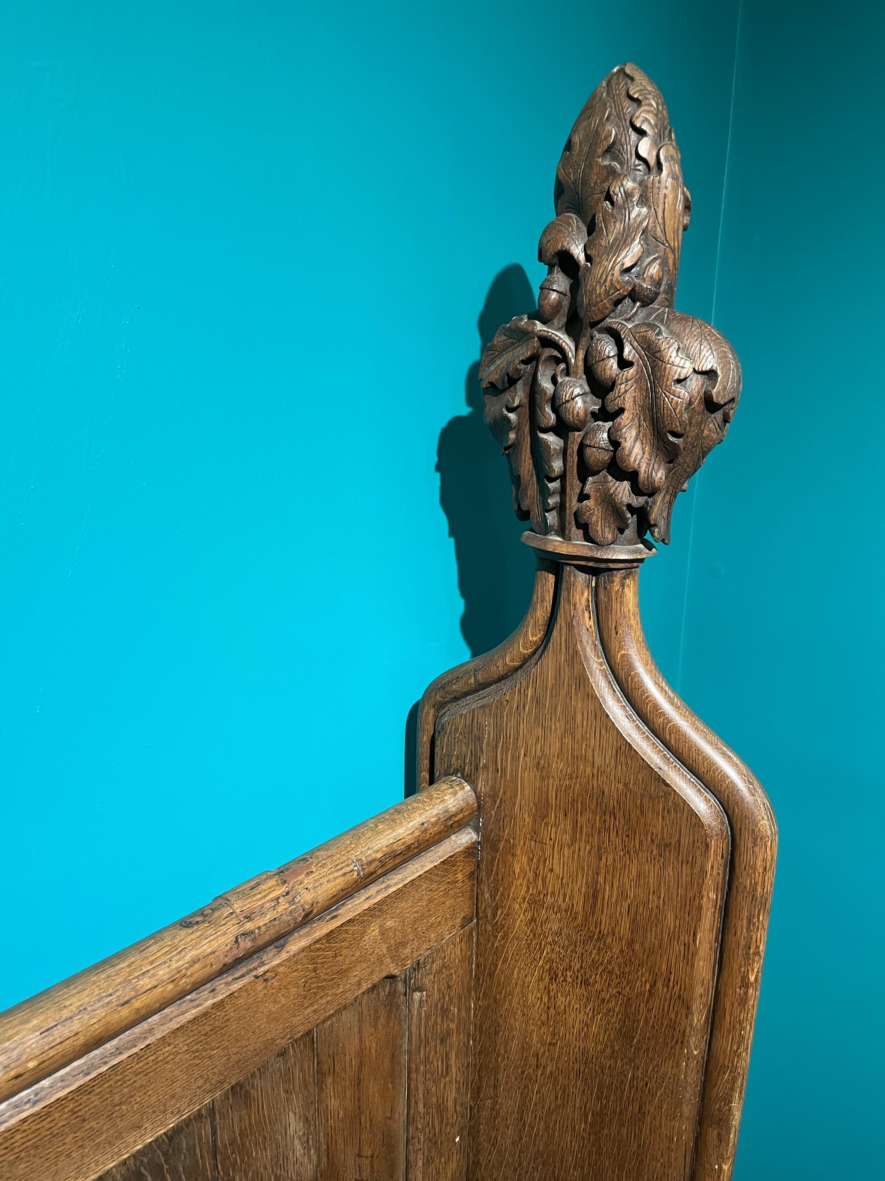 An Carved Victorian Oak And Pine Pew With Carved Finials - Image 2 of 2