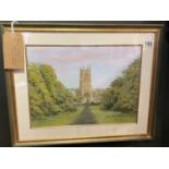 Oil On Board of Cirencester Abbey By Robert Barcilon