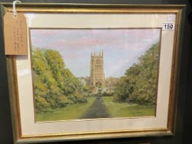 Oil On Board of Cirencester Abbey By Robert Barcilon