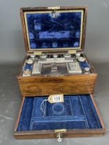 A Rosewood Vanity Box With Silver Lidded Fittings. Dated London 1834