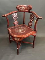 Mother Of Pearl Inlaid Corner Chair