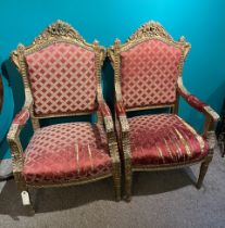 A Pair Of Gilt Framed Victorian Throne Chairs