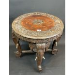 Carved Asian Low Table With Elephant Legs