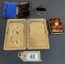 Three Ladies Card Cases And A Silver And Enamel Compact