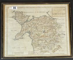 A Hand Coloured Map Of North Wales