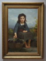 Oil On Canvas Of Girl And Basket