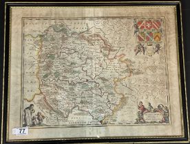 A Framed Hand Coloured Map Of Herefordshire