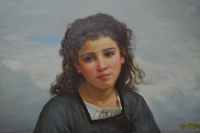 Oil On Canvas Of Girl And Basket - Image 4 of 4