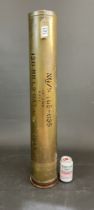 A Large Military Brass Shellcase 120mm, 79cm tall