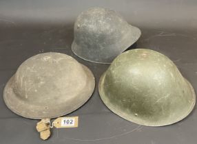 Three Lined Vintage Combat Helmets