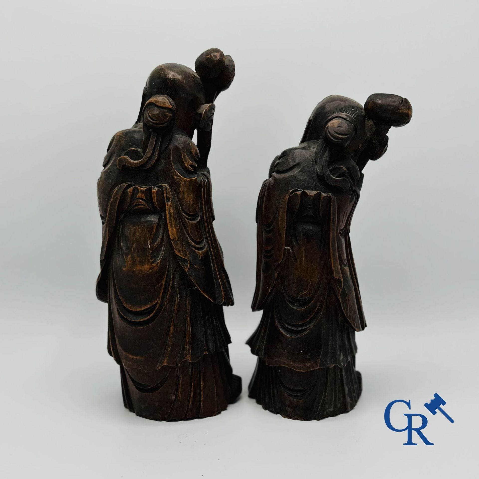 Chinese art: 2 Chinese bamboo sculptures depicting Lu Xing. 18th-19th century. - Bild 4 aus 5