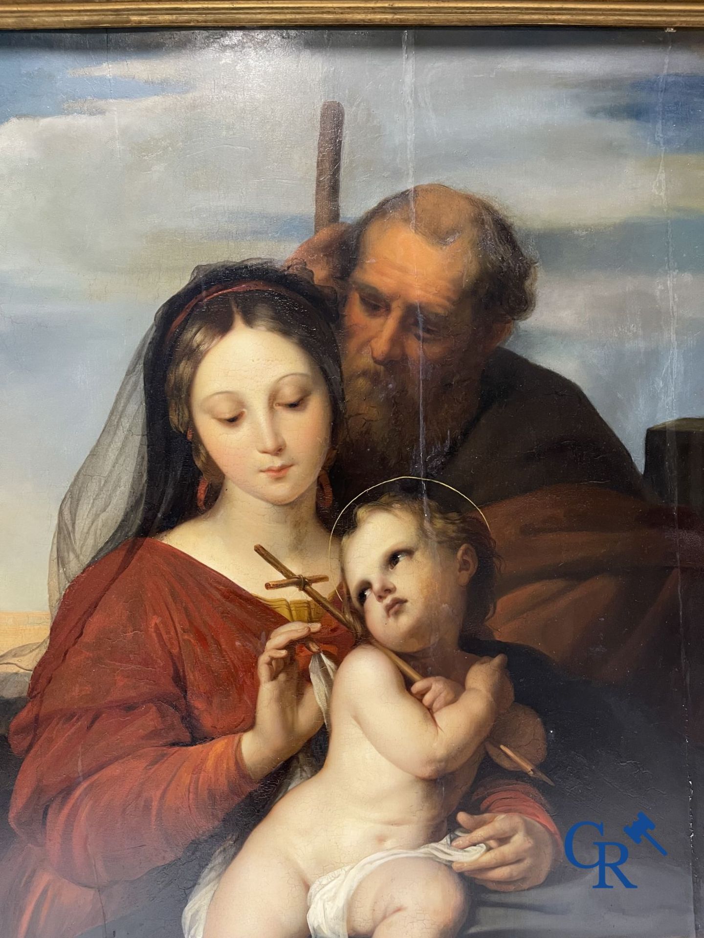 Painting: Lambert Mathieu (Bury 1804 - Leuven 1861) Holy Family in the manner of Raphael Sanzio. Oil - Bild 9 aus 11