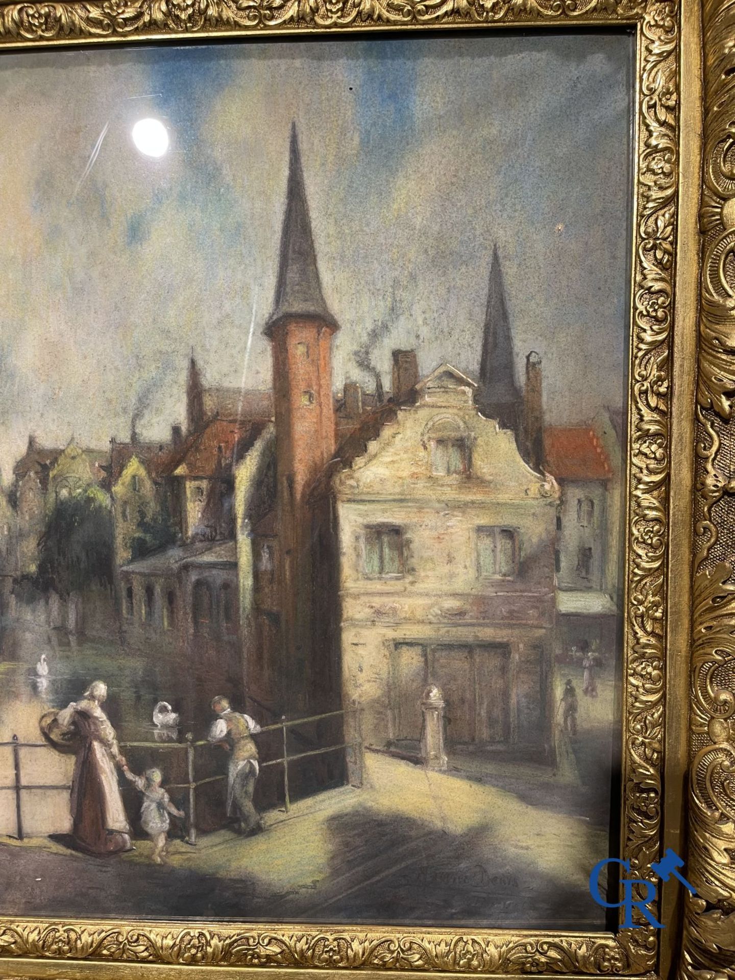 Painting: Pastel, view of Bruges. signed Maurice Denis - Bild 8 aus 12