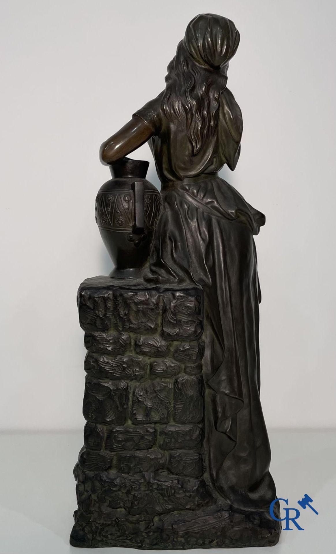 Edmond Lefever: (Ypres 1839-Schaarbeek 1911) "Rebecca" oriental bronze statue. - Image 6 of 16