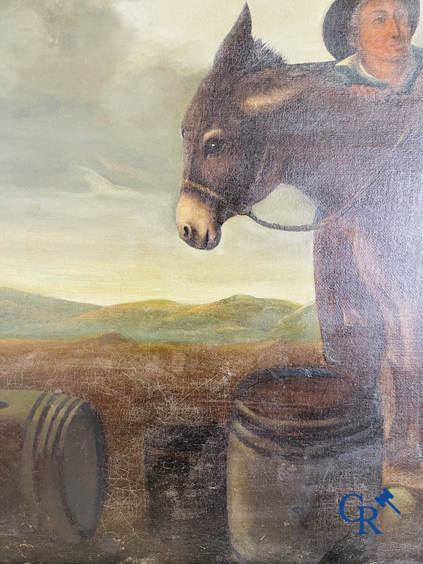 Painting: oil on canvas 17th - 18th century. Mule with company. - Image 6 of 9