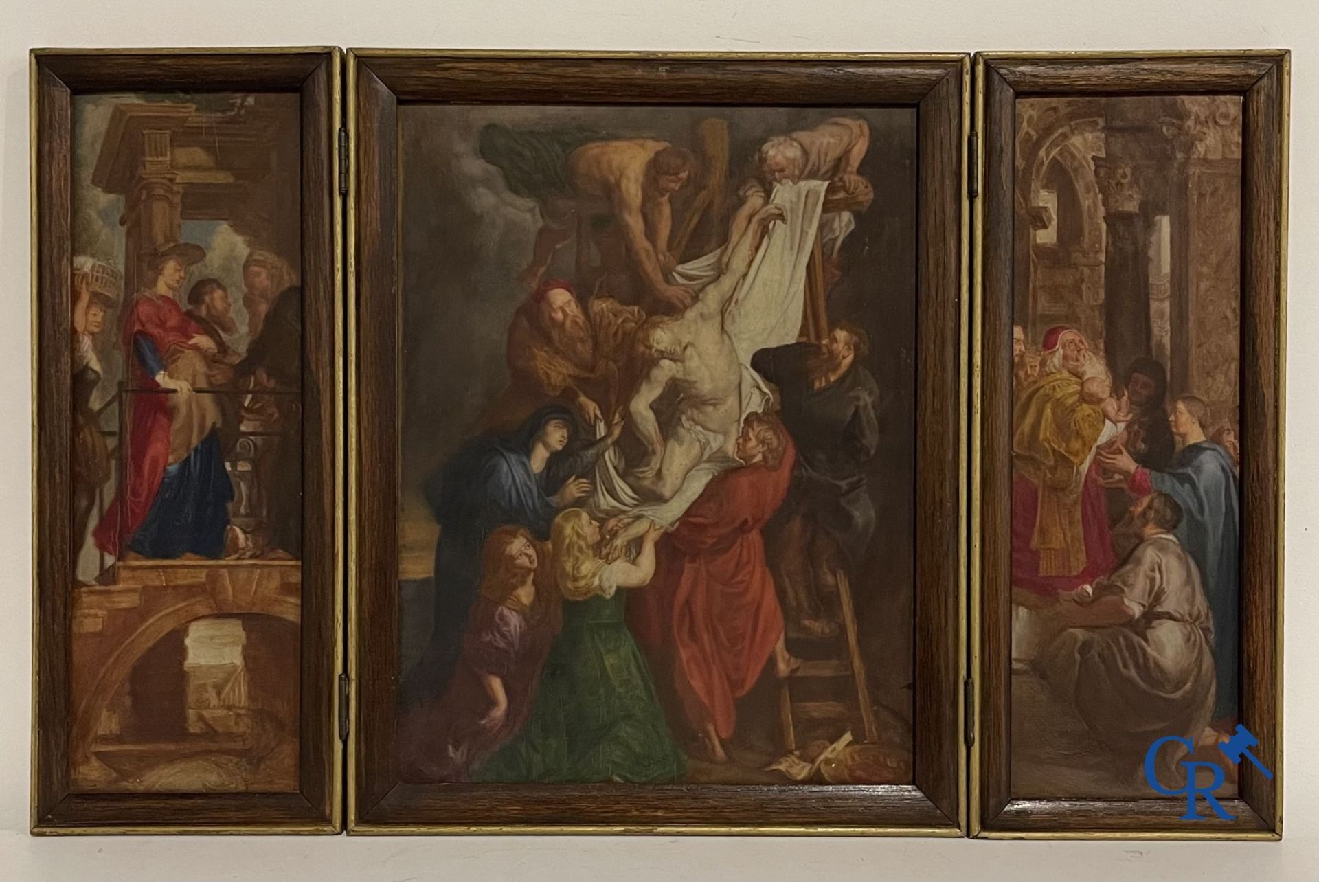 Triptych: After Pieter Paul Rubens, 19th century sketch of the 3 inner panels of the Descent from th - Bild 6 aus 11