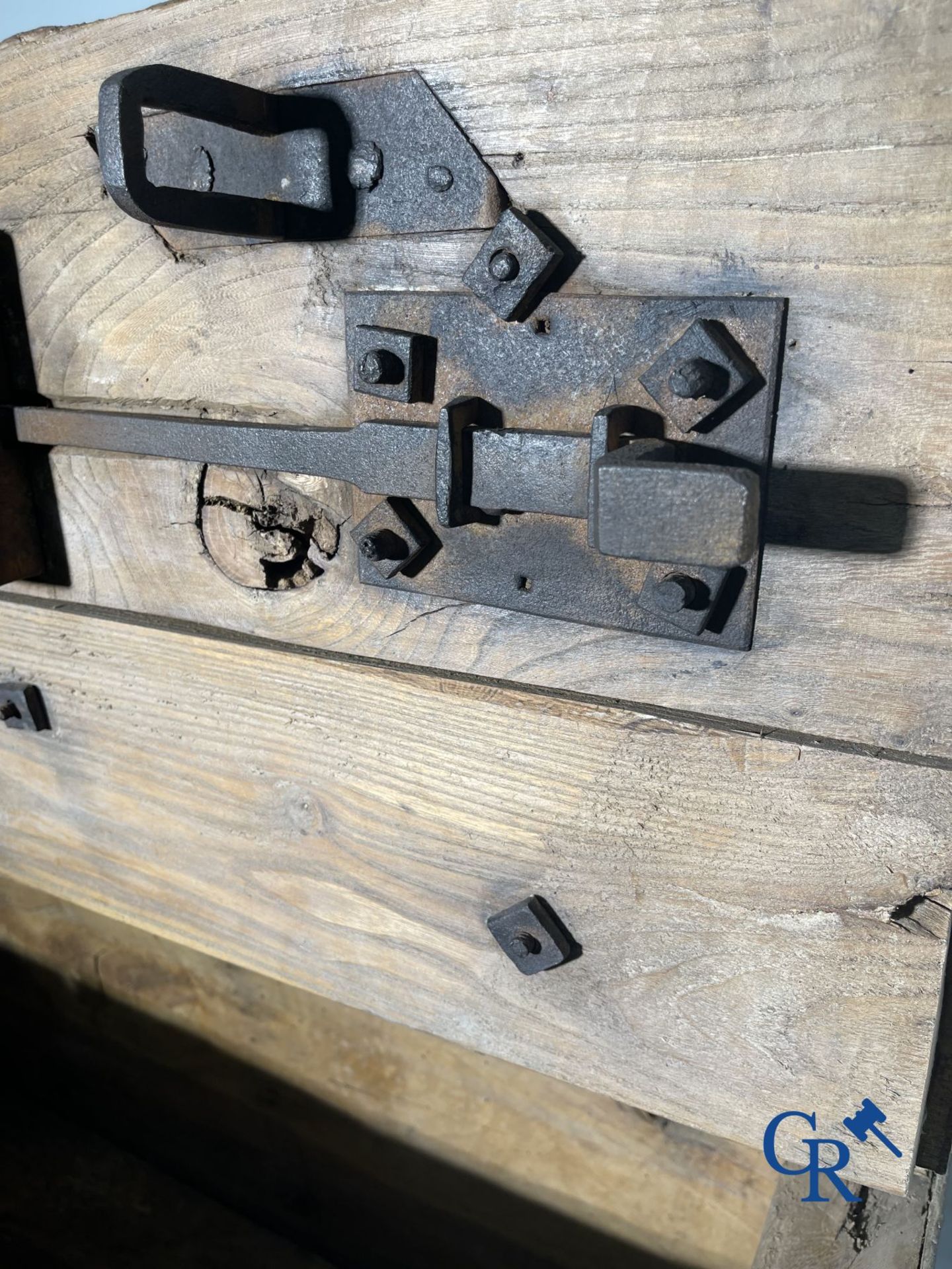 Antique wooden chest with hardware and lockwork in forging. - Image 14 of 21