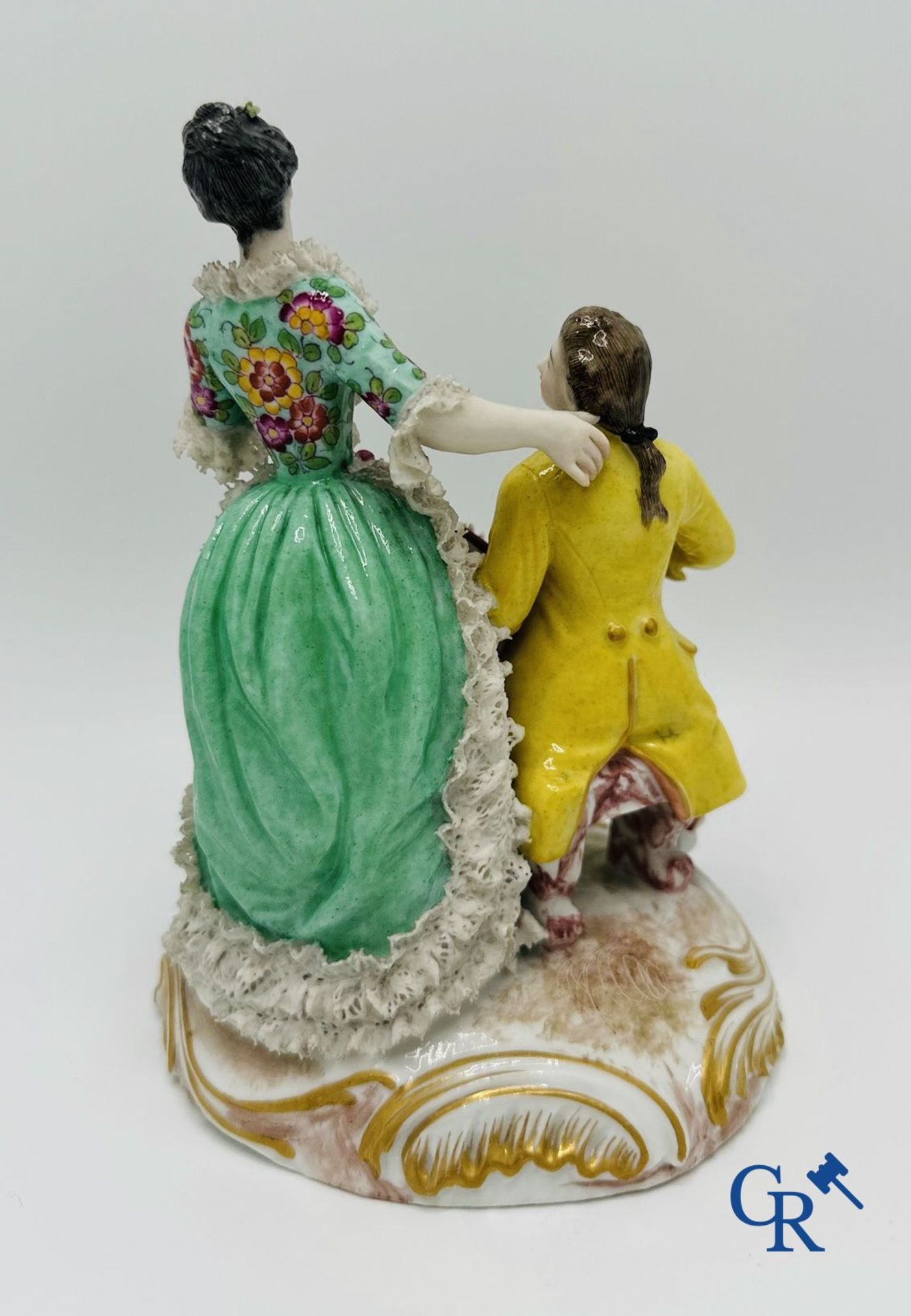 Porcelain: 3 groups of multicoloured decorated porcelain in the style of Meissen. 19th century. - Image 10 of 12