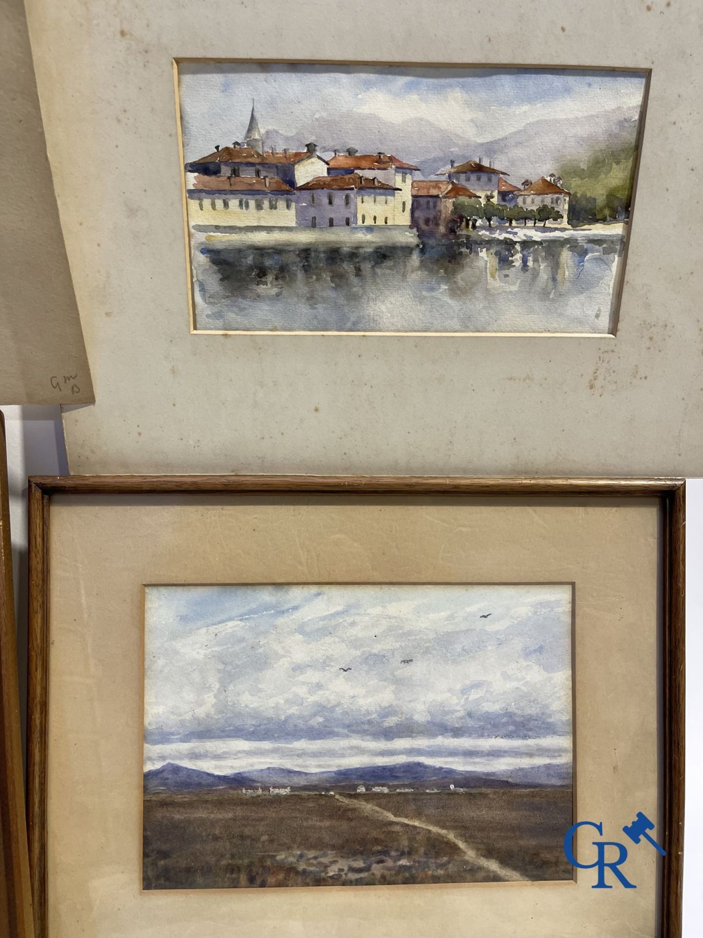 Interesting lot with gouaches and pastel drawings. Period 1880-1920. - Image 3 of 20