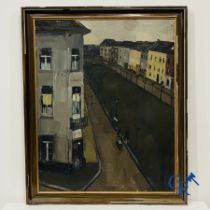 Henri-Victor Wolvens, (Brussels 1896 - Bruges 1977)(*) Street view. 1928. Signed H.V. Wolvens.