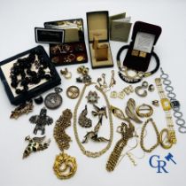 Large lot of fantasy jewellery, pocket watch, a Dupont lighter and cufflinks.