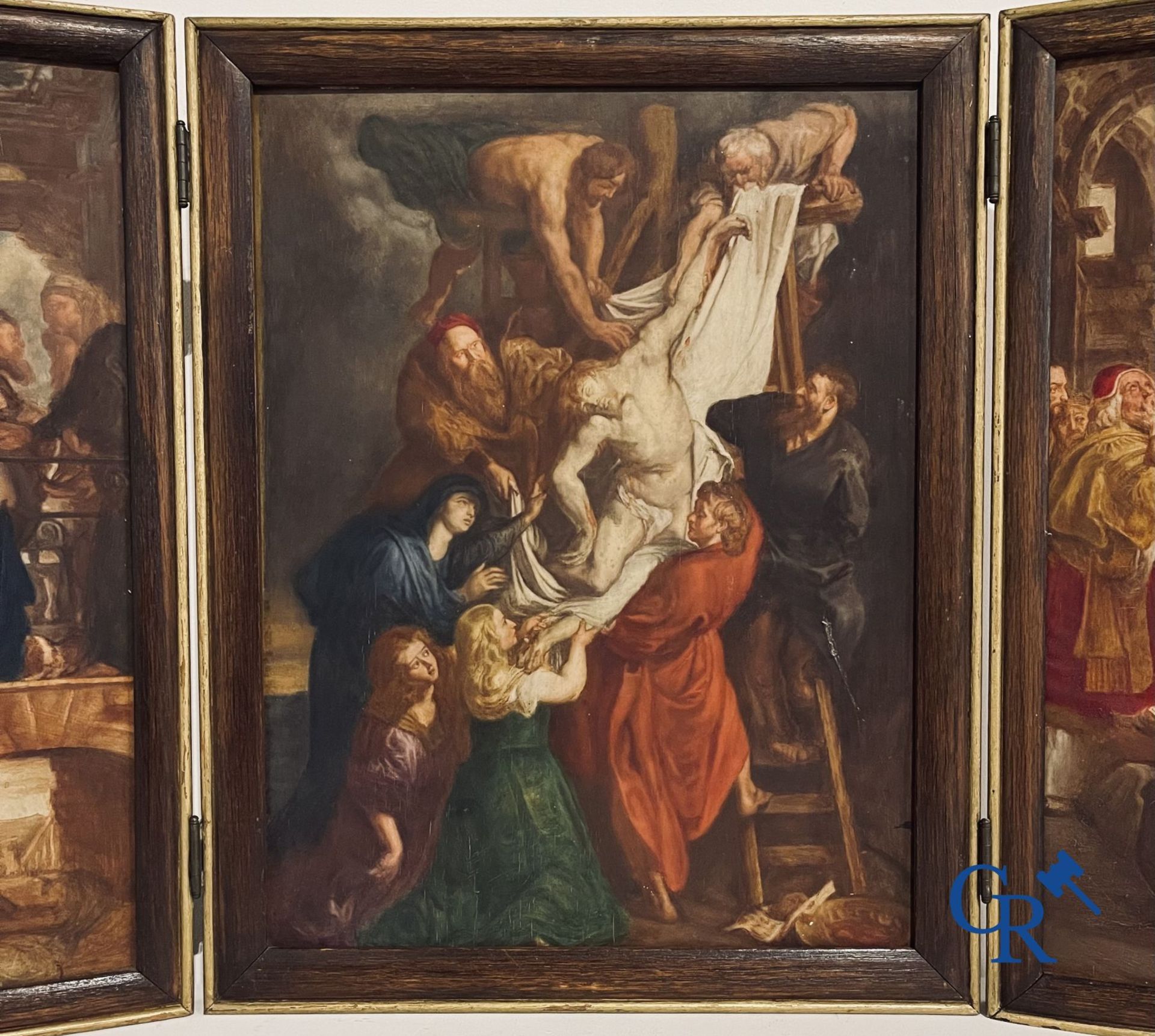 Triptych: After Pieter Paul Rubens, 19th century sketch of the 3 inner panels of the Descent from th - Bild 4 aus 11
