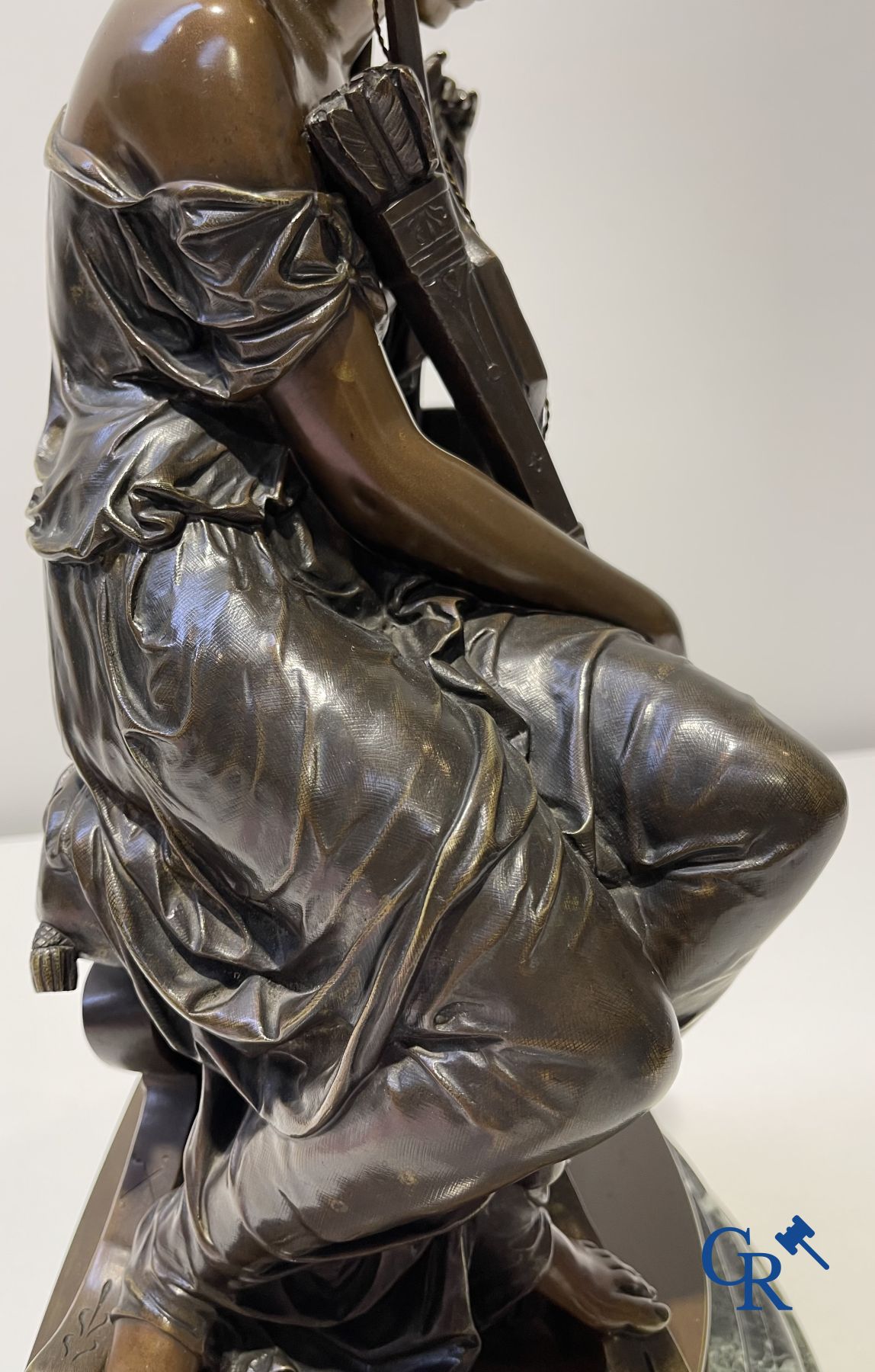 Michel-Louis Victor Mercier (1810-1894) Bronze statue of the goddess of hunting Diana. Signed Mercie - Image 12 of 13