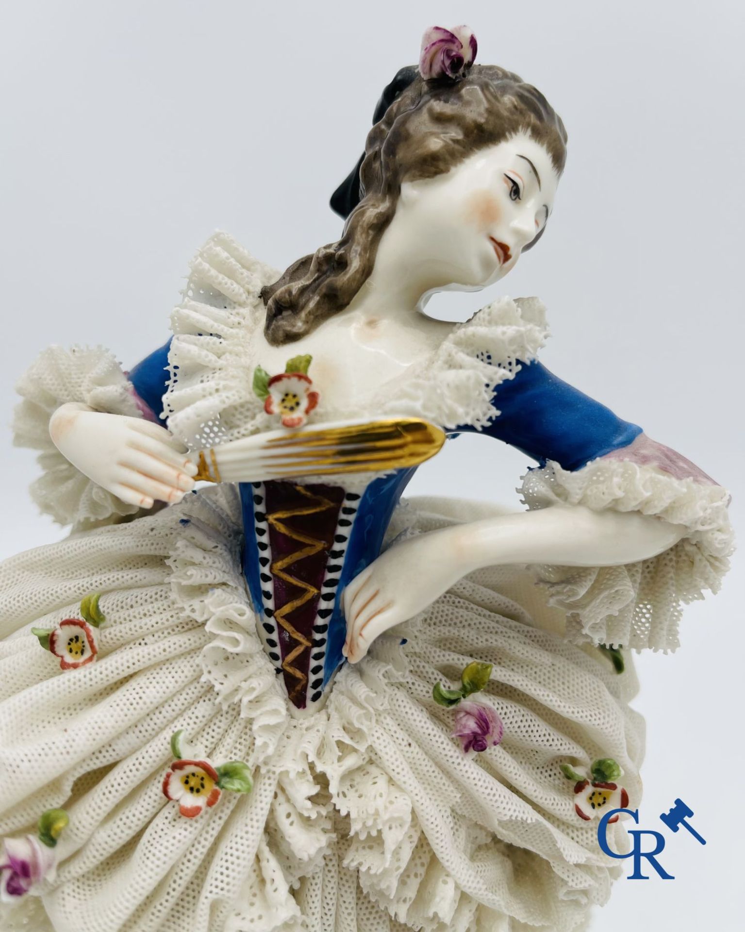 Volkstedt Rudolstadt: 3 dancers in fine porcelain, lace porcelain. - Image 17 of 20