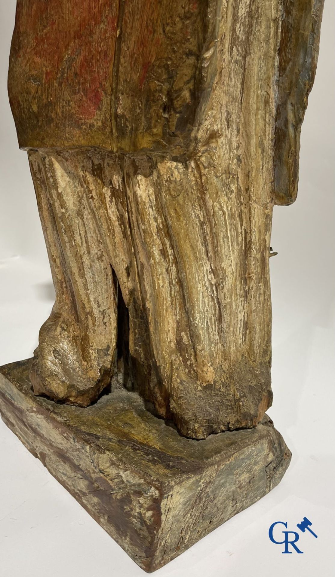 Wooden sculpture: Polychrome wood sculpture of a saint. Saint Stephen. Probably 17th century. - Bild 13 aus 26