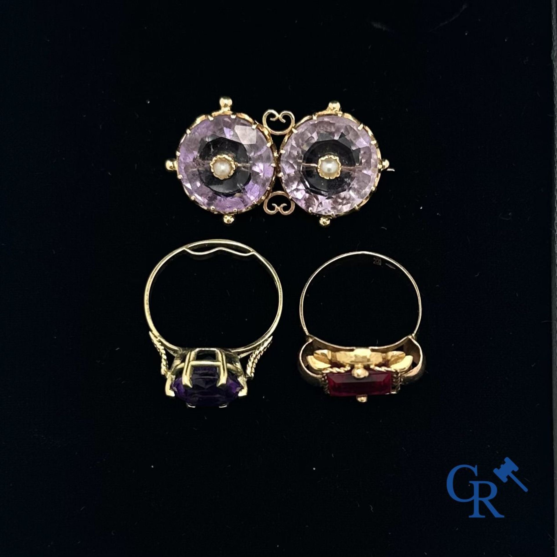 Jewels: Lot of 2 rings in gold 18K and a brooch in gold 18K. - Bild 2 aus 7