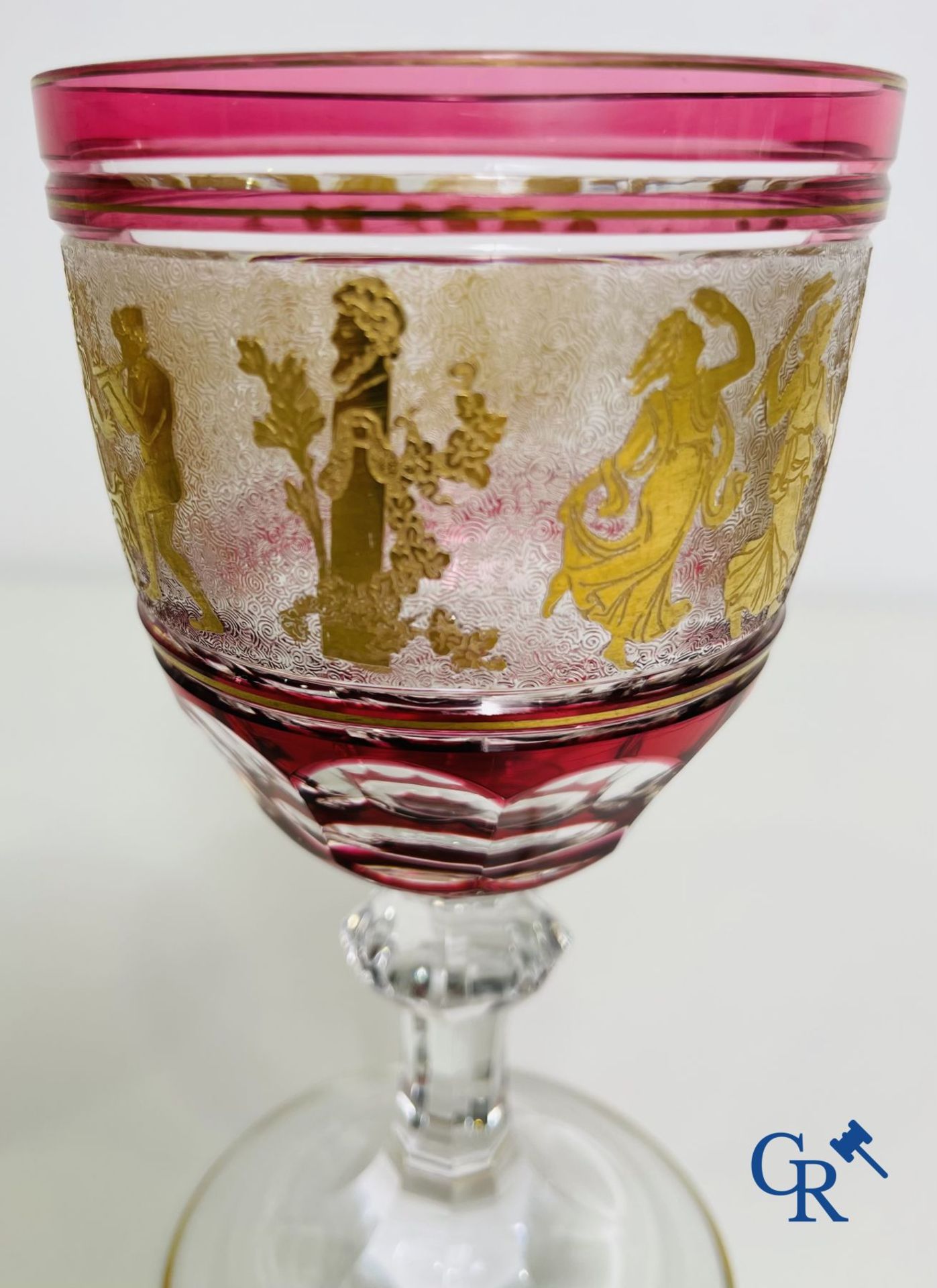 Val Saint Lambert: 6 water glasses Metternich, 2 rose water glasses Danse de flore and an Art Deco v - Image 9 of 12