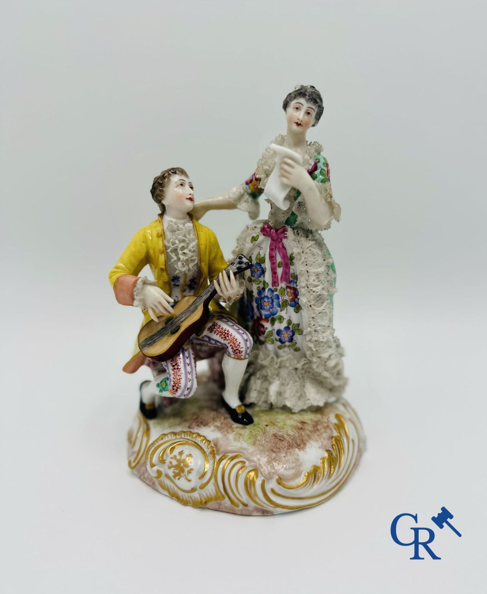 Porcelain: 3 groups of multicoloured decorated porcelain in the style of Meissen. 19th century. - Image 3 of 12