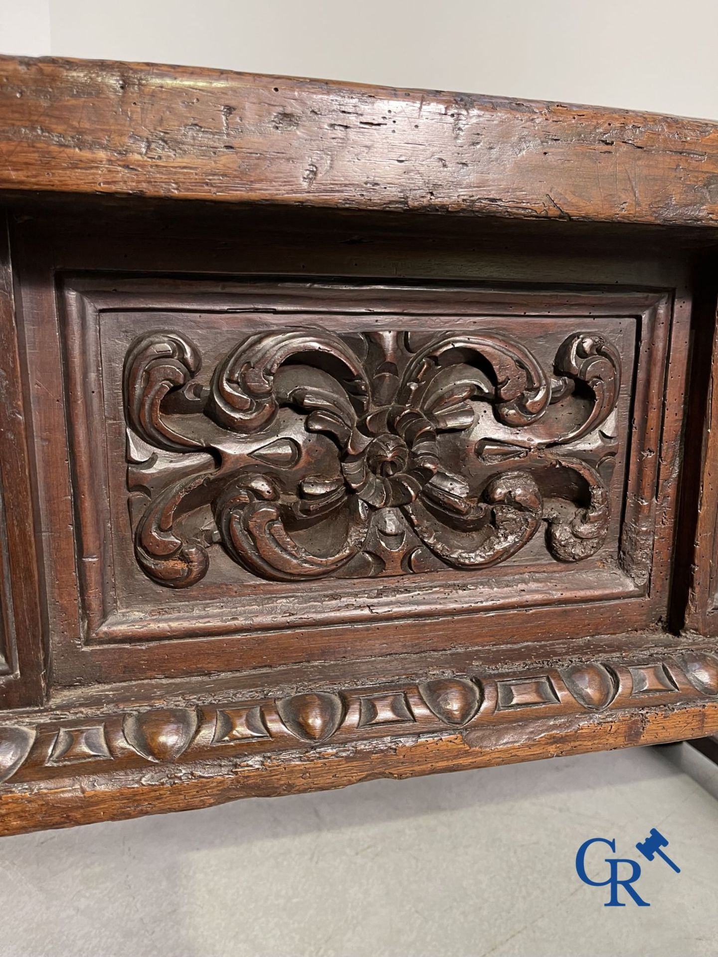 Furniture: 17th century carved walnut table with 3 drawers. - Image 18 of 22