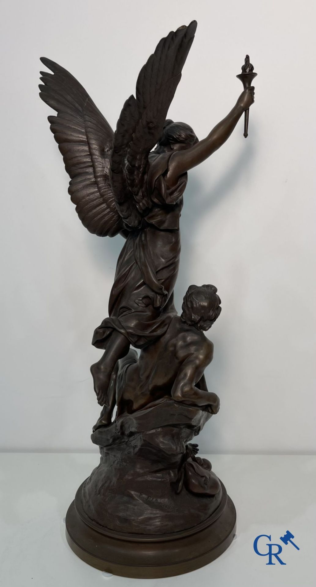 Emile Louis Picault: (Paris 1833 - 1915) Bronze sculpture. Le Génie du Progrès. - Image 15 of 17