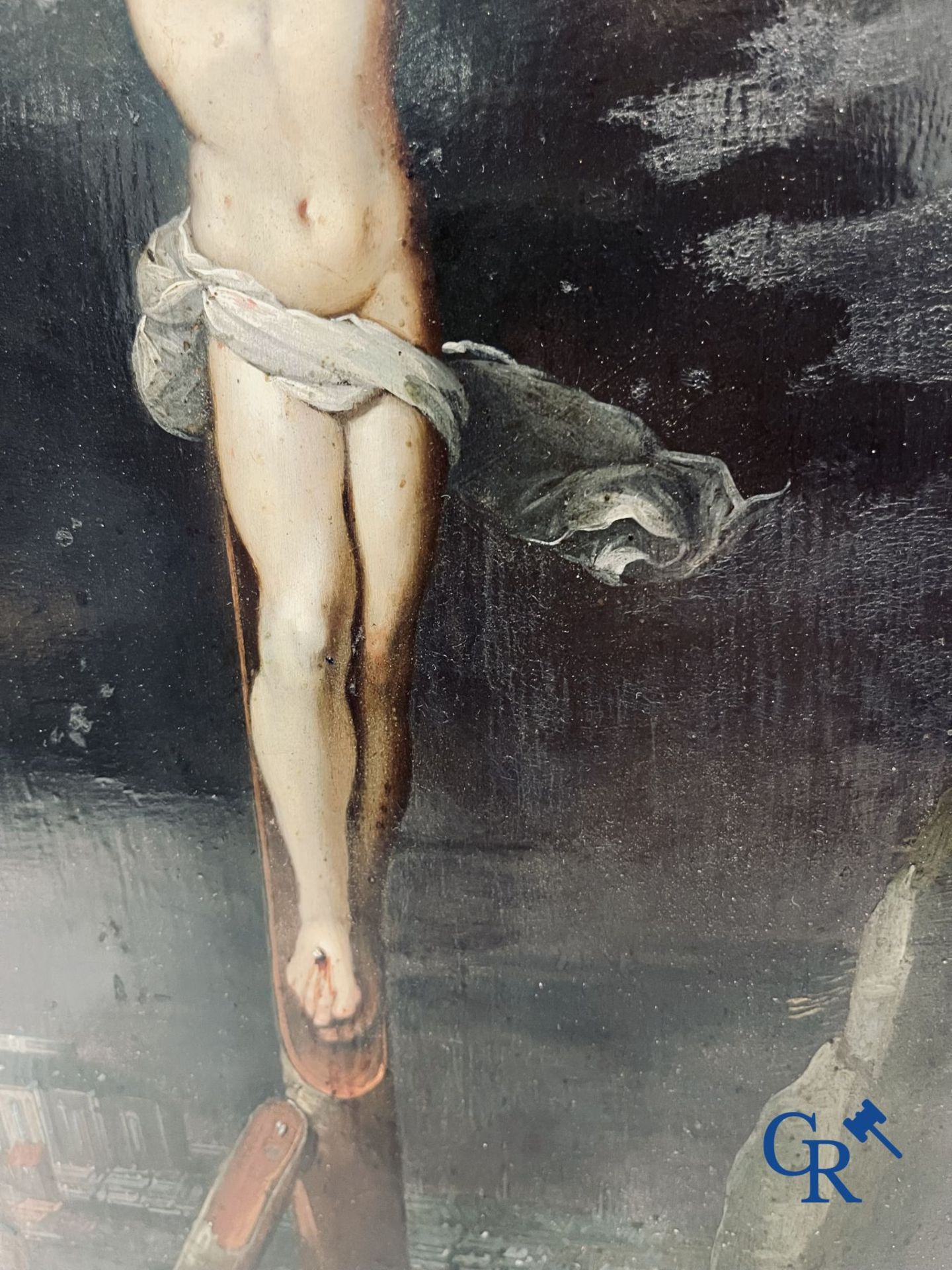 Flemish school: Christ on the cross. Oil on copper. 16th-17th century. - Bild 7 aus 12