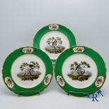 3 plates in Paris porcelain in the manner of Sevres. 19th century.