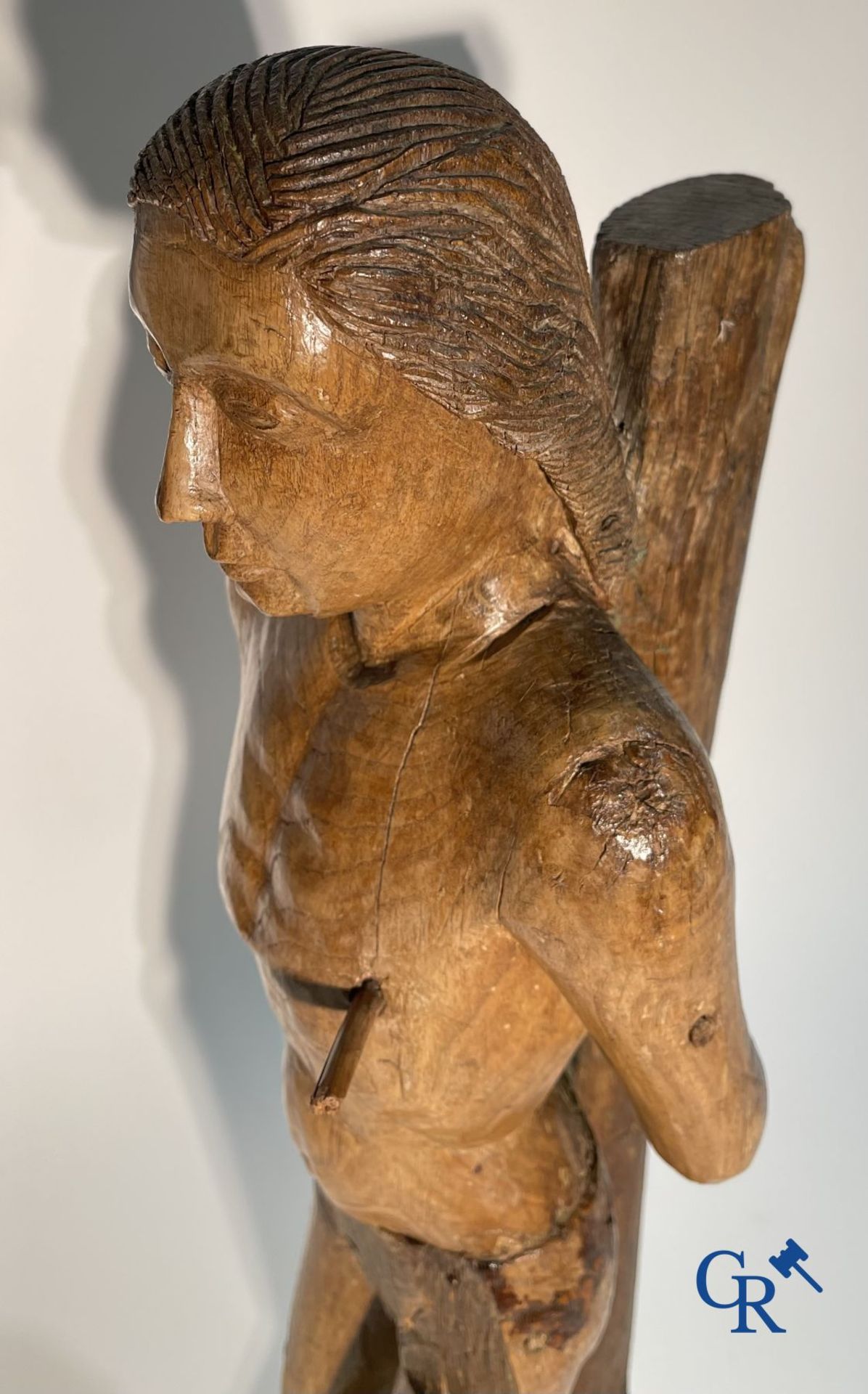 Wooden sculpture: Saint Sebastian 16th - 17th century. - Image 3 of 18