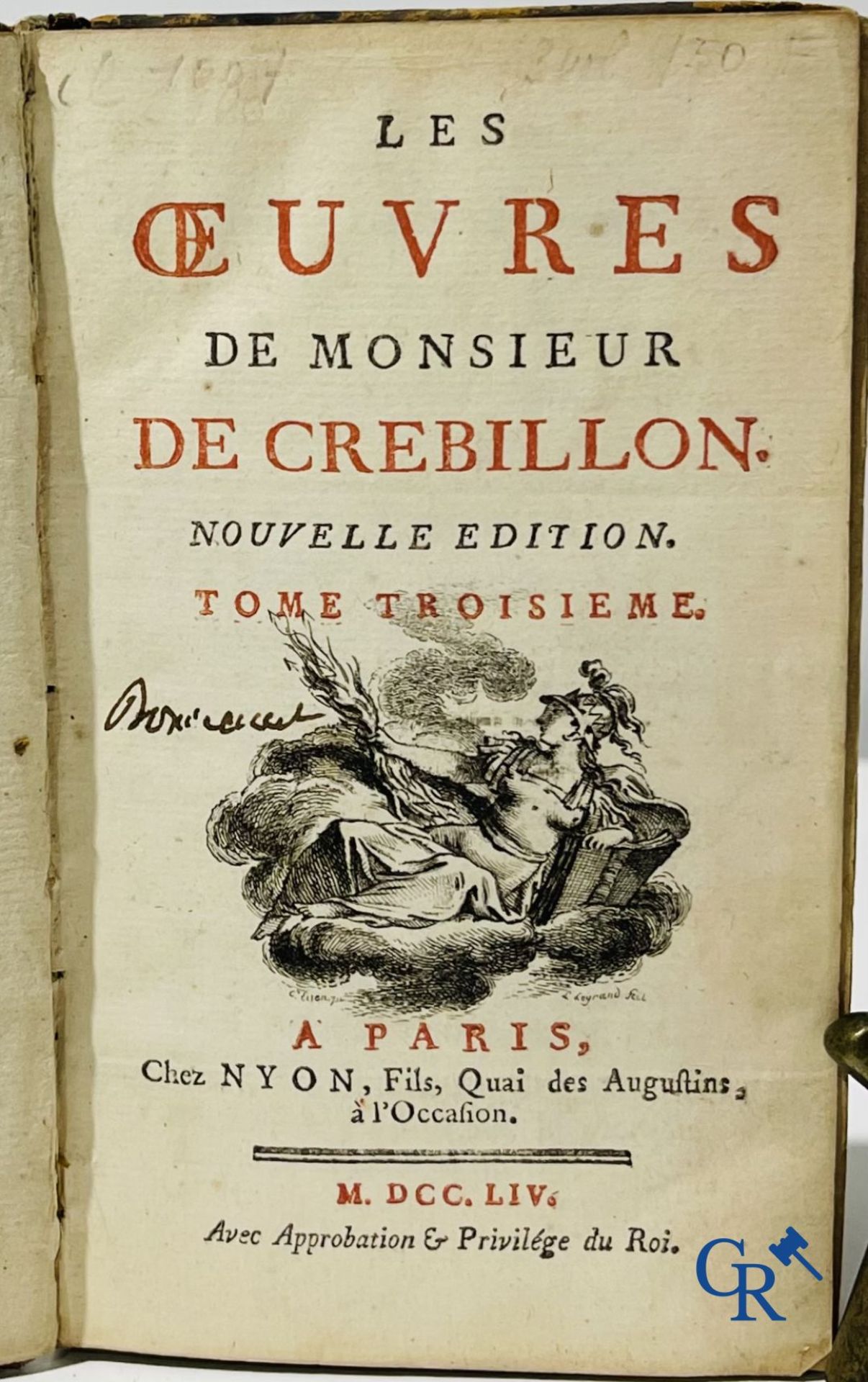 Early printed books: Abbé de Fontenay (4 volumes) 1774 and Les oeuvres de monsieur de Crébillon (3 v - Image 2 of 11