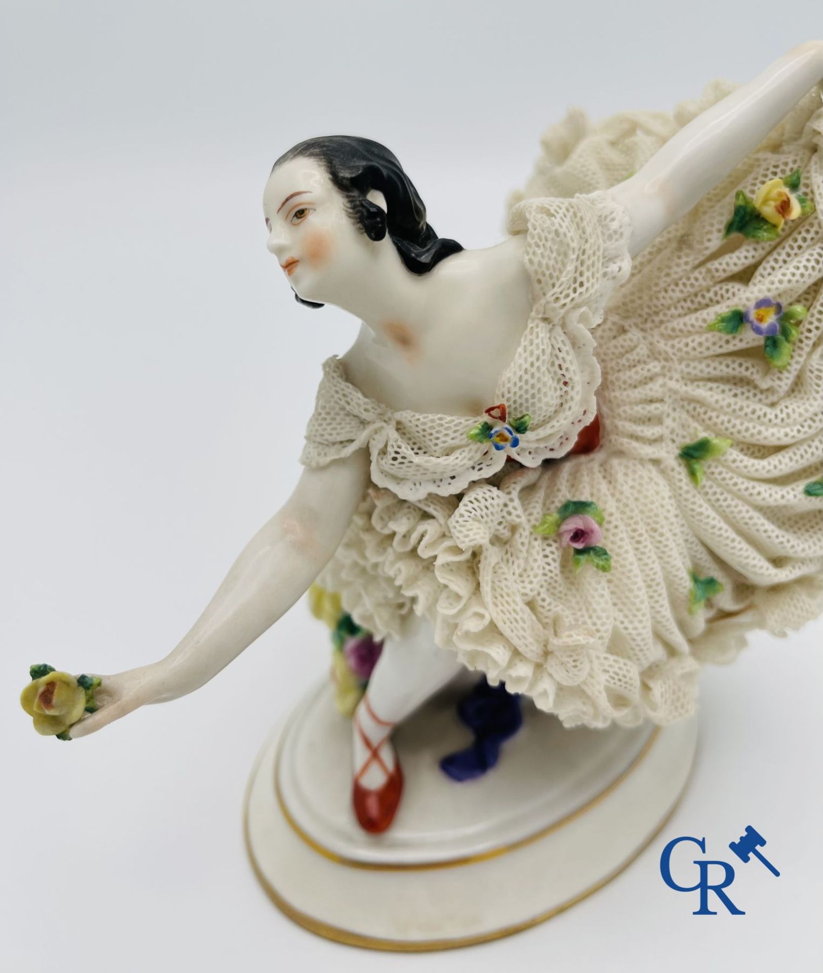 Volkstedt Rudolstadt: 3 dancers in fine porcelain, lace porcelain. - Image 15 of 20