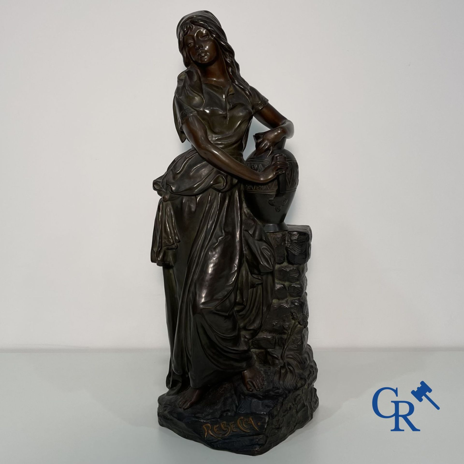 Edmond Lefever: (Ypres 1839-Schaarbeek 1911) "Rebecca" oriental bronze statue. - Bild 2 aus 16