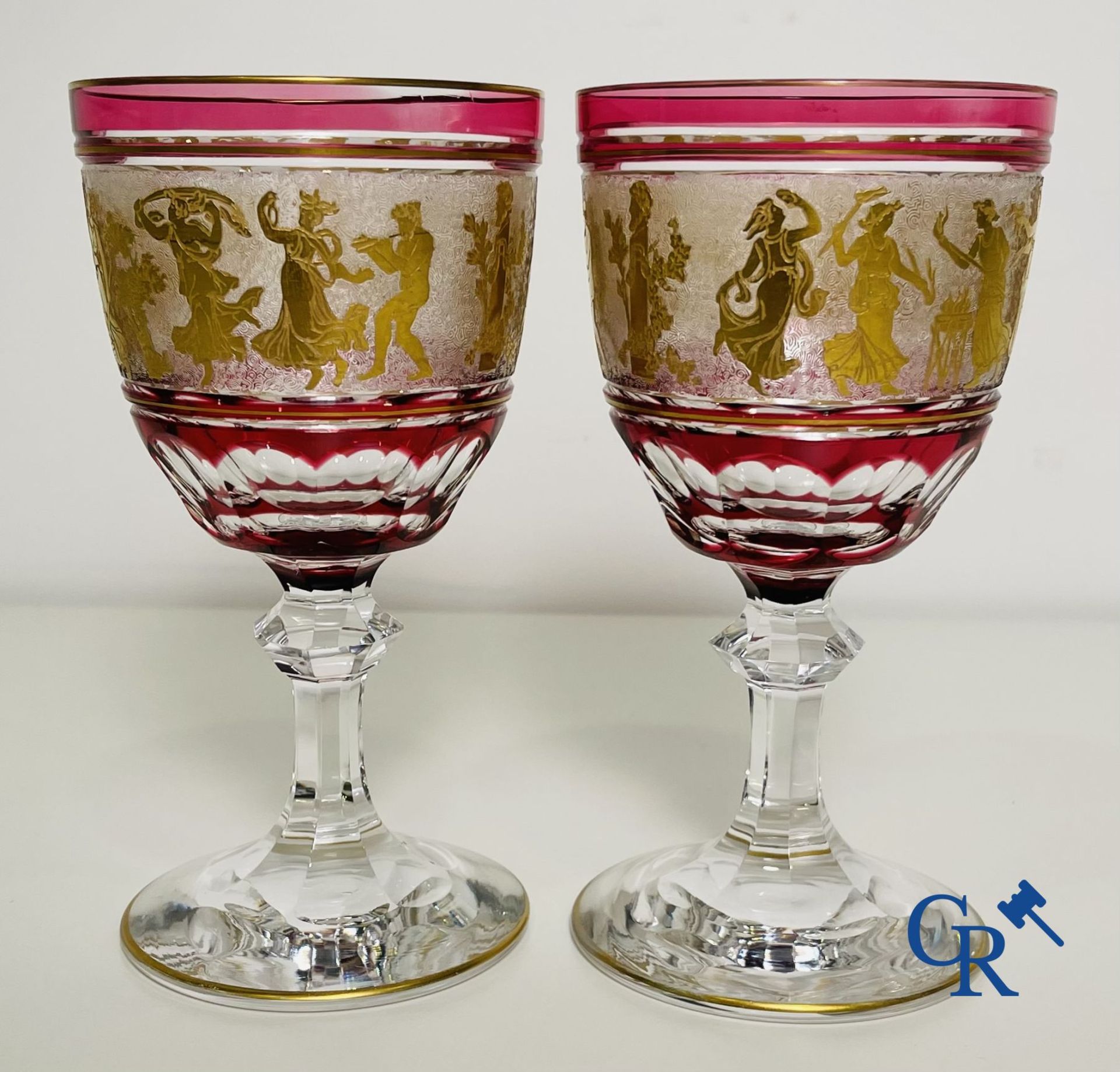 Val Saint Lambert: 6 water glasses Metternich, 2 rose water glasses Danse de flore and an Art Deco v - Image 2 of 12
