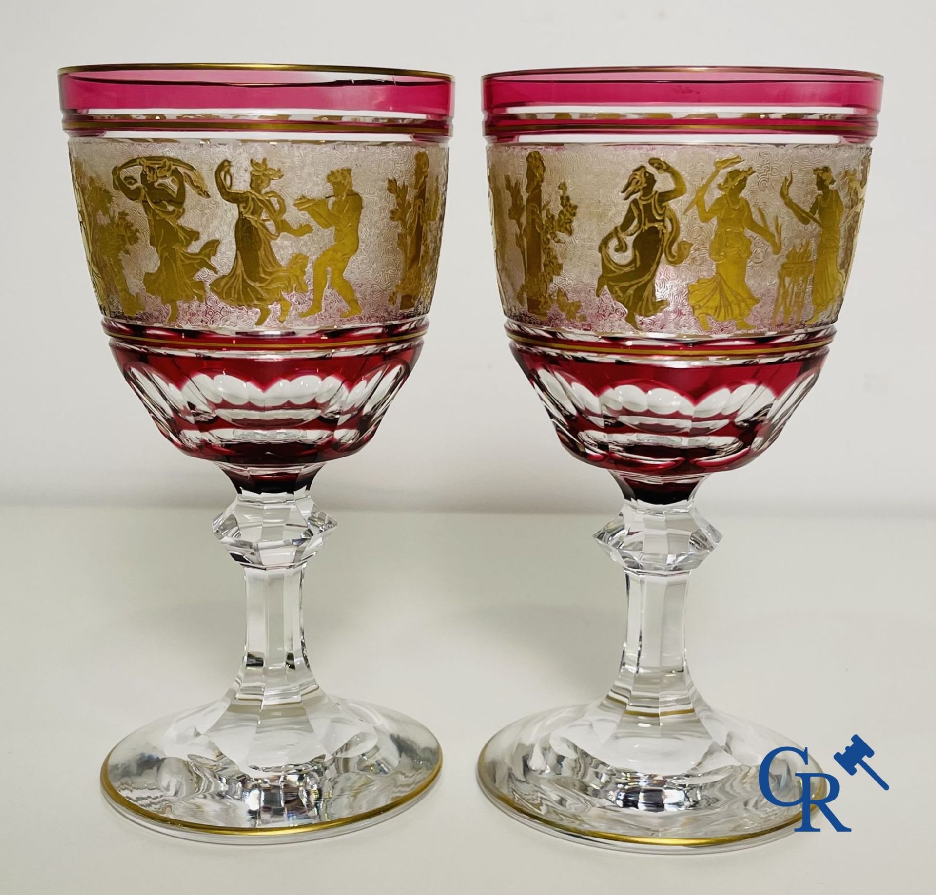 Val Saint Lambert: 6 water glasses Metternich, 2 rose water glasses Danse de flore and an Art Deco v - Bild 2 aus 12