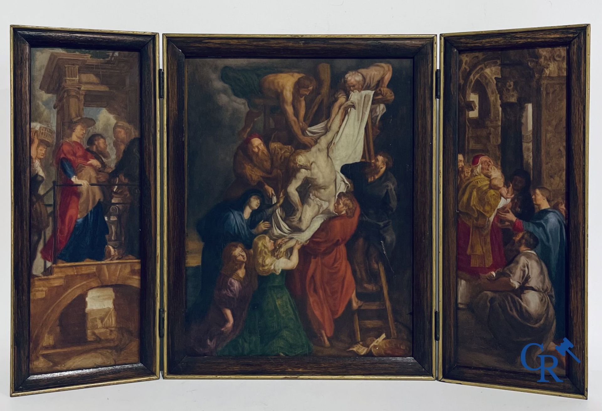 Triptych: After Pieter Paul Rubens, 19th century sketch of the 3 inner panels of the Descent from th - Bild 2 aus 11