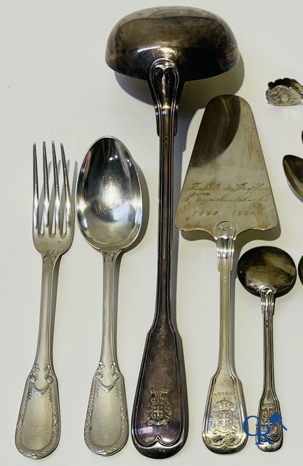 Silver: A lot of silver cutlery, a cake scoop and others including Delheid. - Image 4 of 5