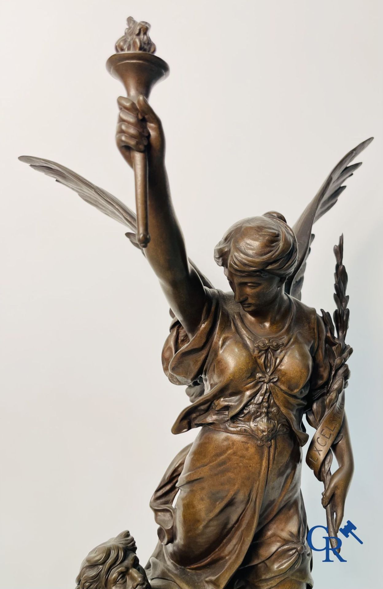 Emile Louis Picault: (Paris 1833 - 1915) Bronze sculpture. Le Génie du Progrès. - Image 8 of 17
